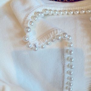 COMMENSE Pearl Cardigan Ivory
